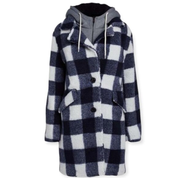 Steve Madden Navy & White Plaid Buffalo women's jacket - Picture 1 of 16